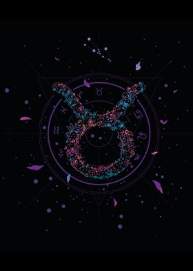 TAURUS FLORAL ZODIAC SIGN