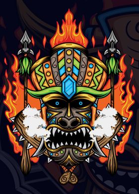 Tiki Mask Illustration 02