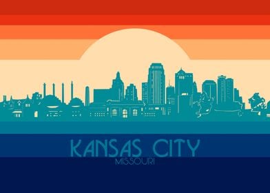 kansas city skyline retro