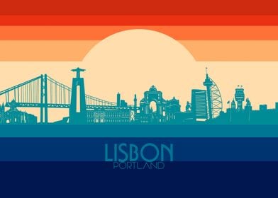 lisbon skyline retro 4