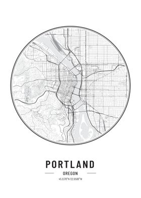 Portland Oregon USA map