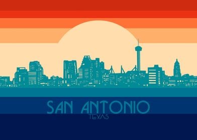 san antonio skyline retro