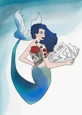 Rocker mermaid save ocean