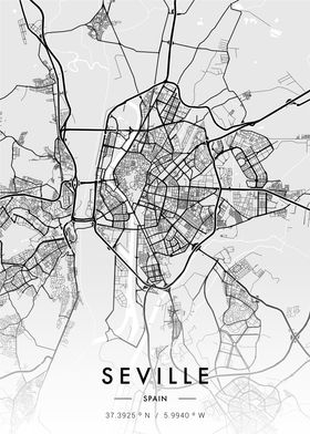 Seville City Map White