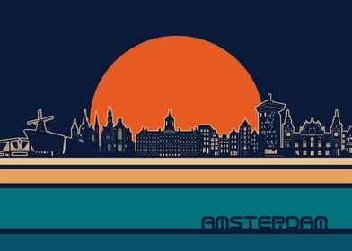 amsterdam skyline retro 5