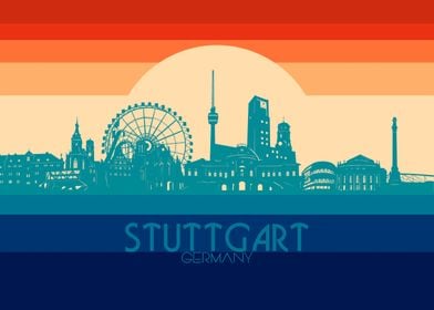 stuttgart skyline retro 4