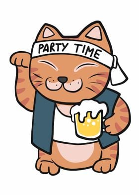 Lucky cat with beer mug 