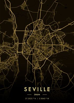 Seville City Map Gold