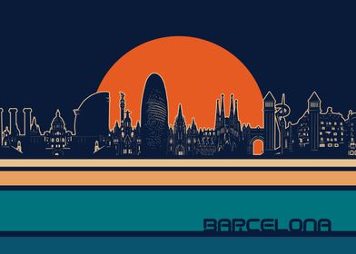 barcelona skyline retro 5