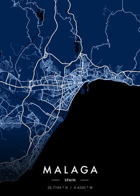 Malaga City Map Blueprint