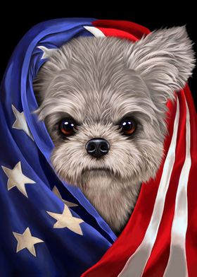 White Maltese USA Patriot