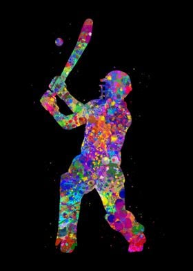 Cricket player watercolor