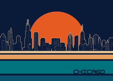 chicago skyline retro 5