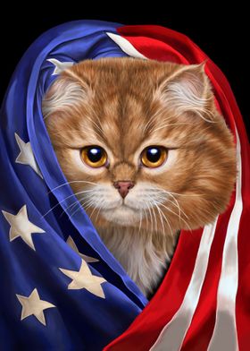 Orange Cat USA Patriot