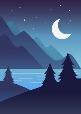 mountains at night