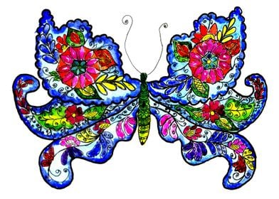 Floral butterfly drawing