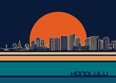 honolulu skyline retro 5