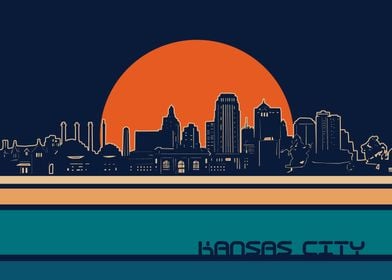 kansas city skylline retro