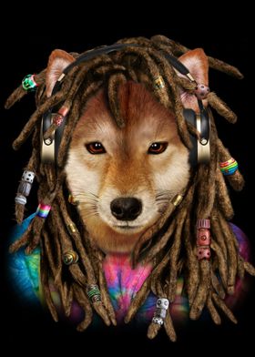 Shiba Inu with Dreadlocks