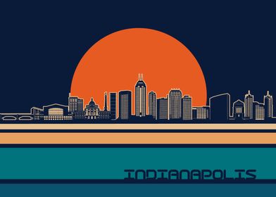 indianapolis skyline retro