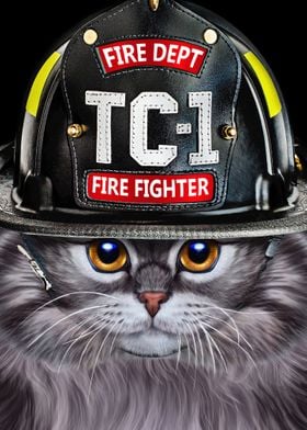 Grey Cat Firefighter