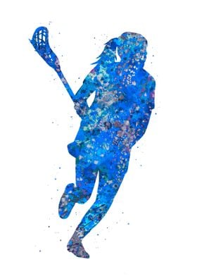 Lacrosse player blue art