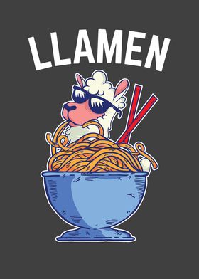 Funny Llama Llamen Ramen