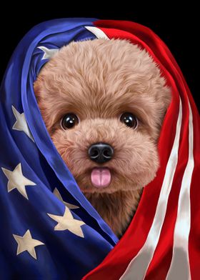 Cute Poodle USA Patriot