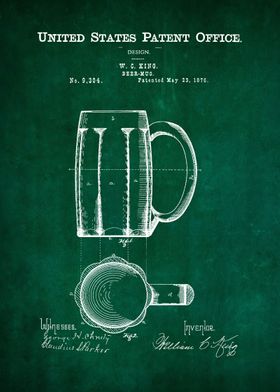 45 Beer Mug Patent 1876