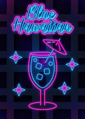 Blue Hawaiian Neon Poster