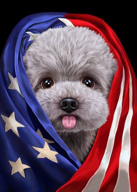 Cute Poodle USA Patriot