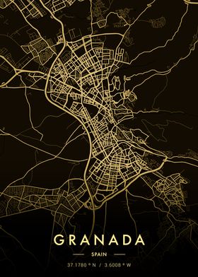 Granada City Map Gold