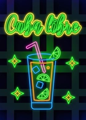 Cuba Libre Neon Poster