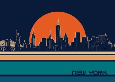 new york skyline retro 5