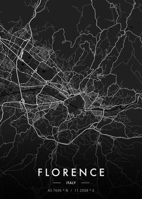 Florence City Map Dark