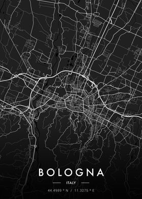 Bologna City Map Dark
