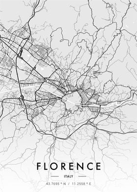 Florence City Map White