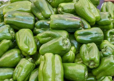 green peppers at market