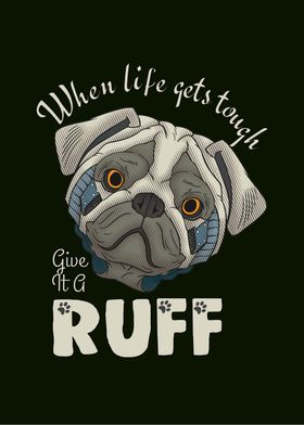 Cute pug with funny text