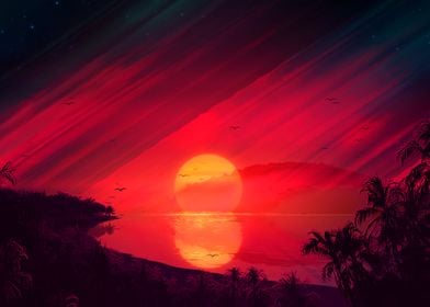 Sunset retro design