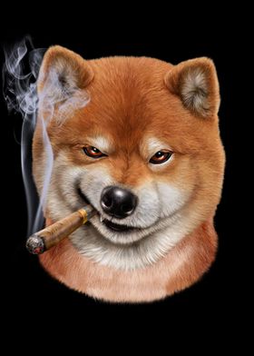 Shiba Dog with Cigar