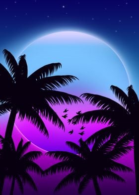 palm sunset synthwave