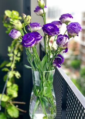 purple flower water glass