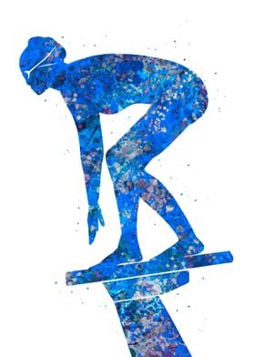 Swimmer girl blue art