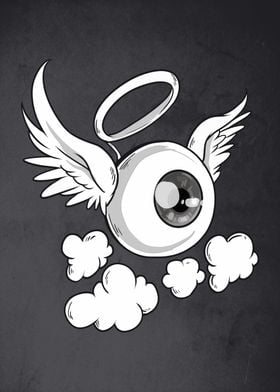 Eyeball with angel wings