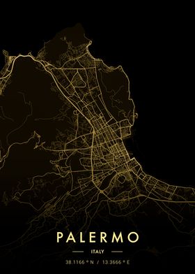 Palermo City Map Gold