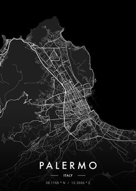 Palermo City Map Dark