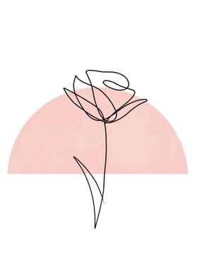 One Line Rose Wall Art 