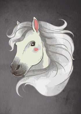 White horse with mane