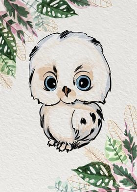 Watercolor baby Owl